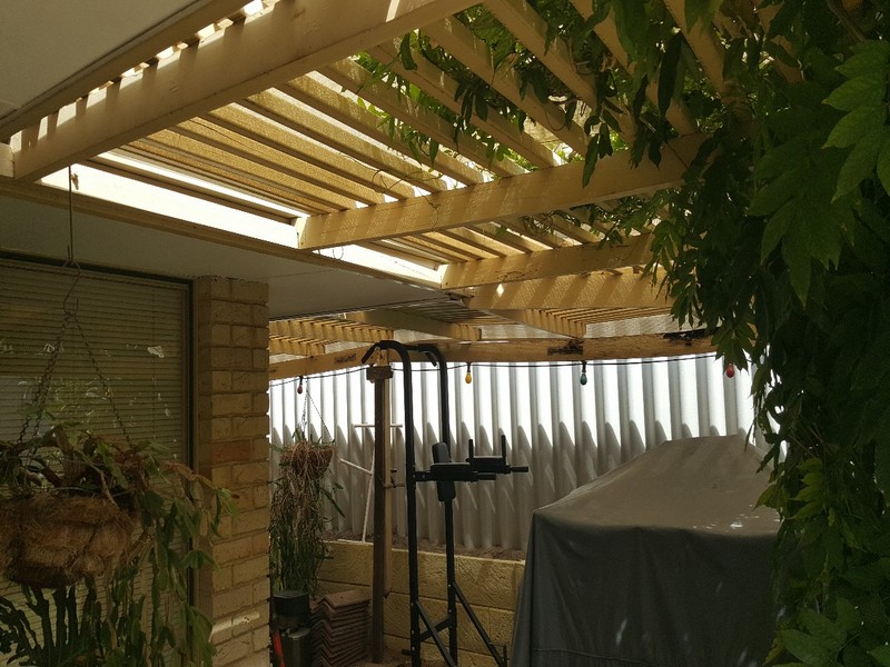 timber pergola with wet rot replaced with new patio by great aussie patios perth