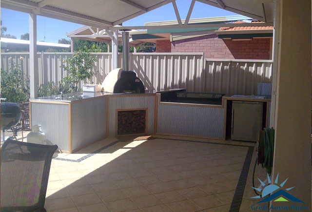 Gable Patio with Kitchen built in to create a wonderful entertaining area.