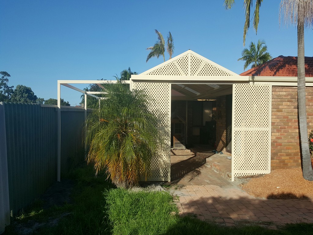 Wooden screens used to enclose a Perth patio area.