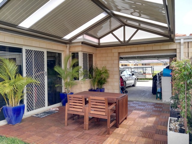 gable pergola in court yard by great aussie patios