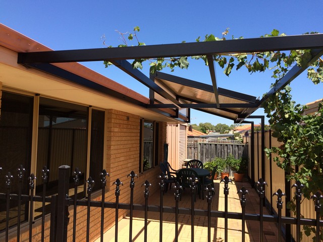 raised flat pergola with open frame by great aussie patios