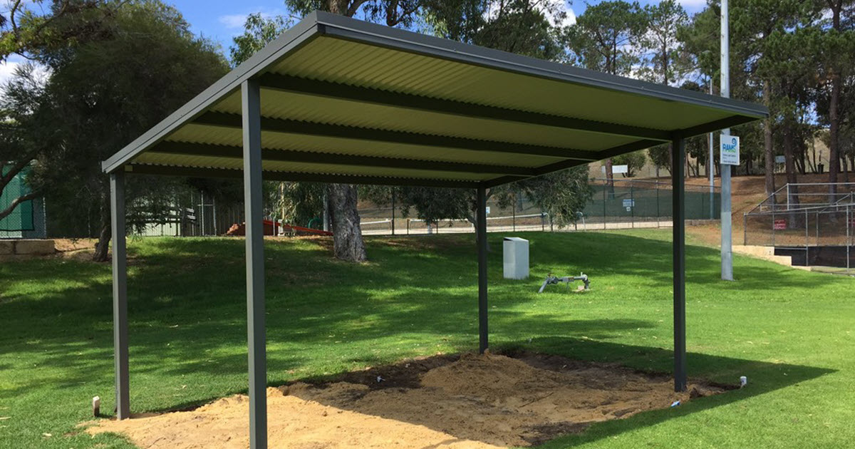 Installation of a commercial patio on an oval following shire council approval.