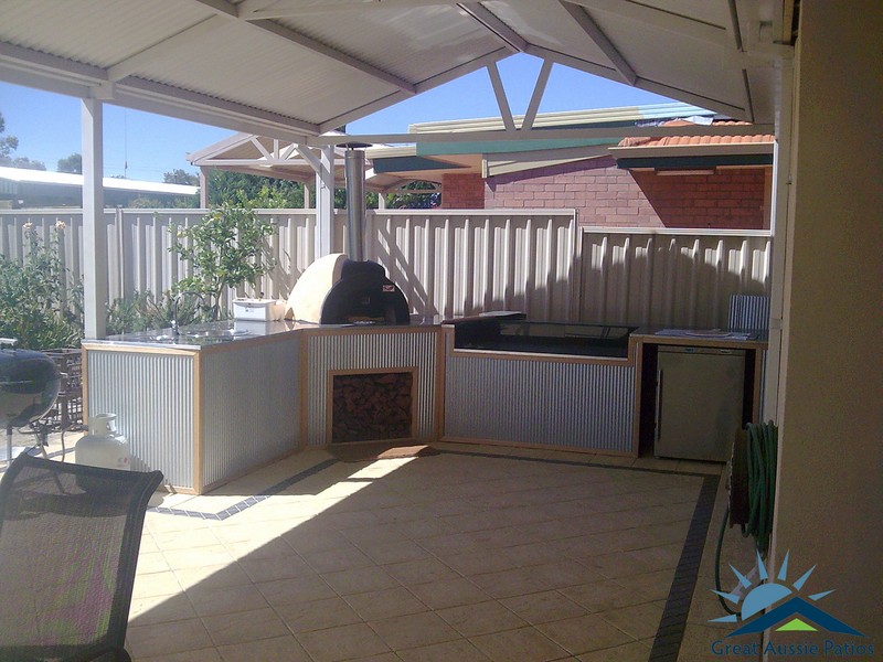 pizza oven under a gable patio by great aussie patios
