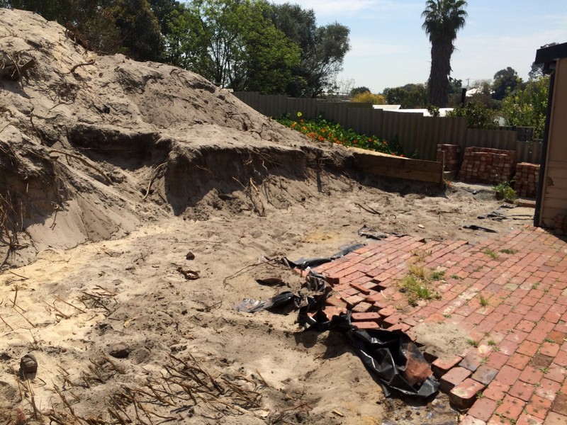 ground work underway for new gable patio by great aussie patios