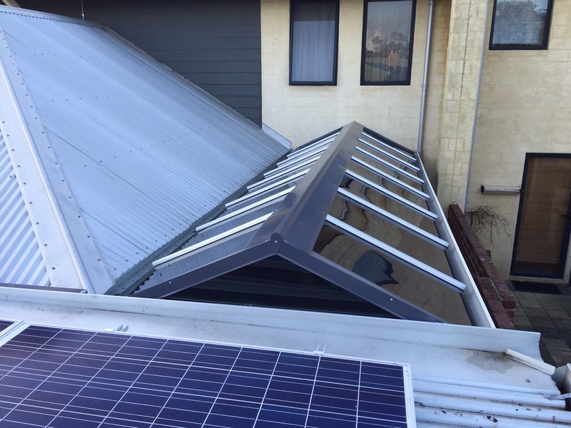 top view of gable patio in sunglaze by great aussie patios