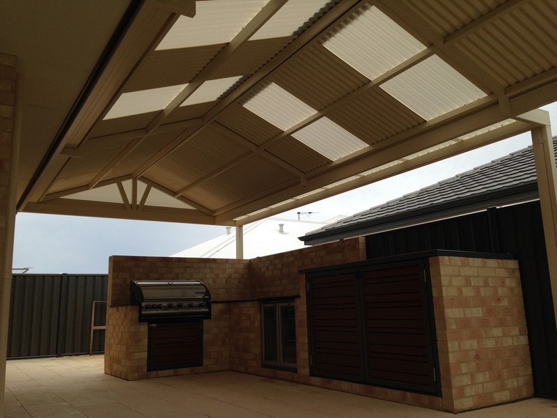 gable patio by great aussie patios with built in kitchen