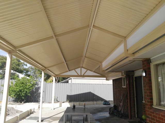 gable patio all in colorbond cream great aussie patios