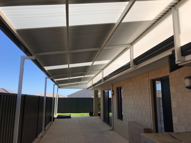 raised flat patio in colorbond by great aussie patios