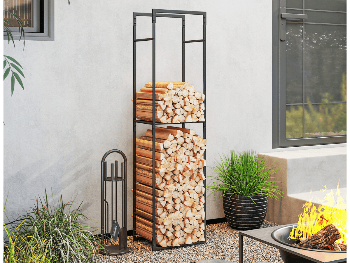 vertical log holder for firewood storage