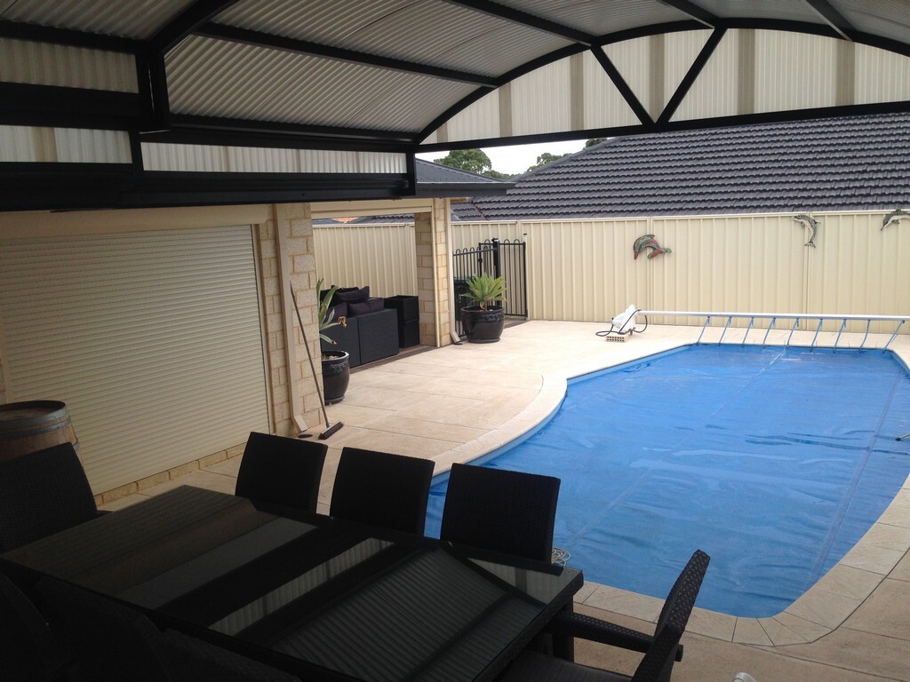 palram cool top patio roof with pool